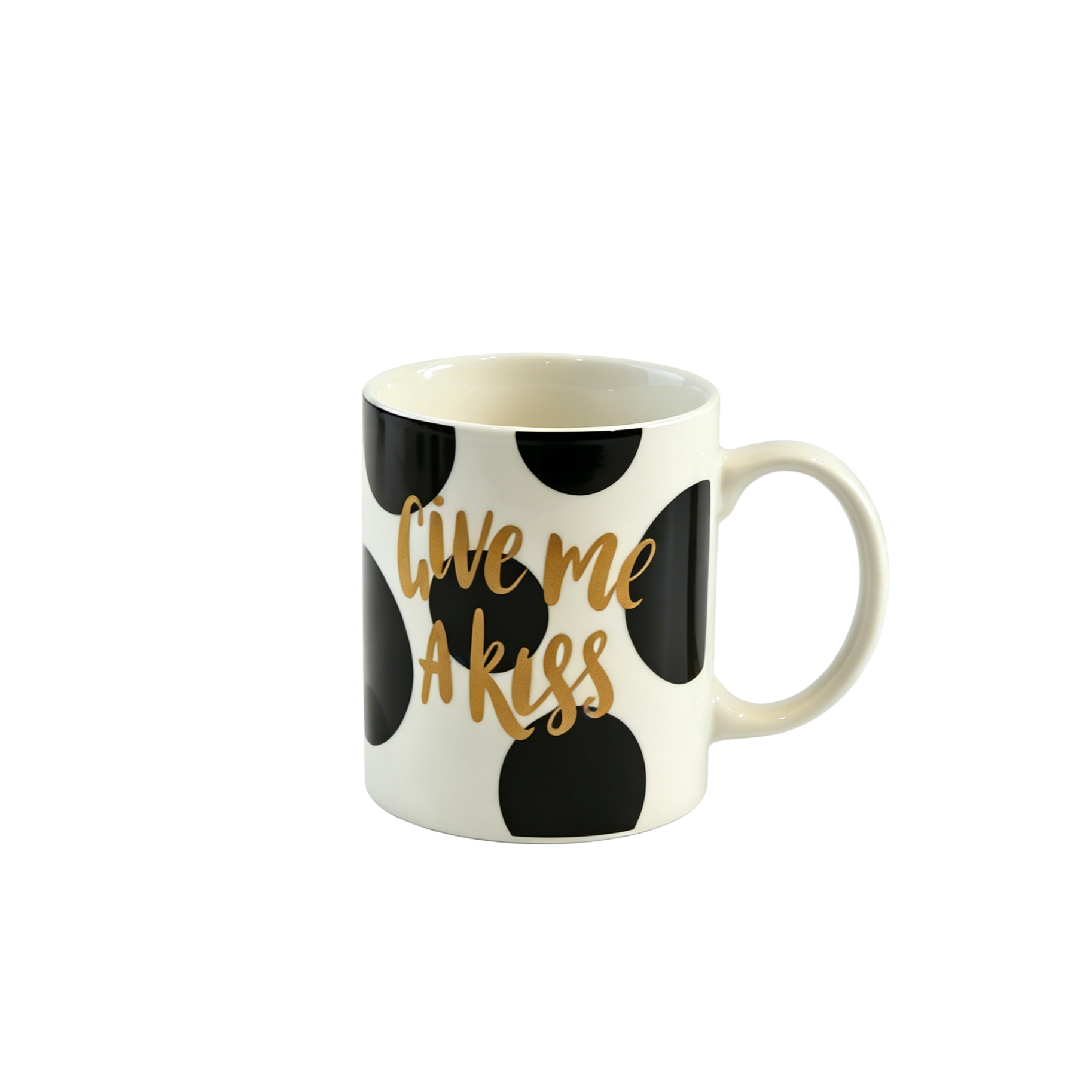 Elegant Black & Gold Heart Polka Dot Ceramic Mug