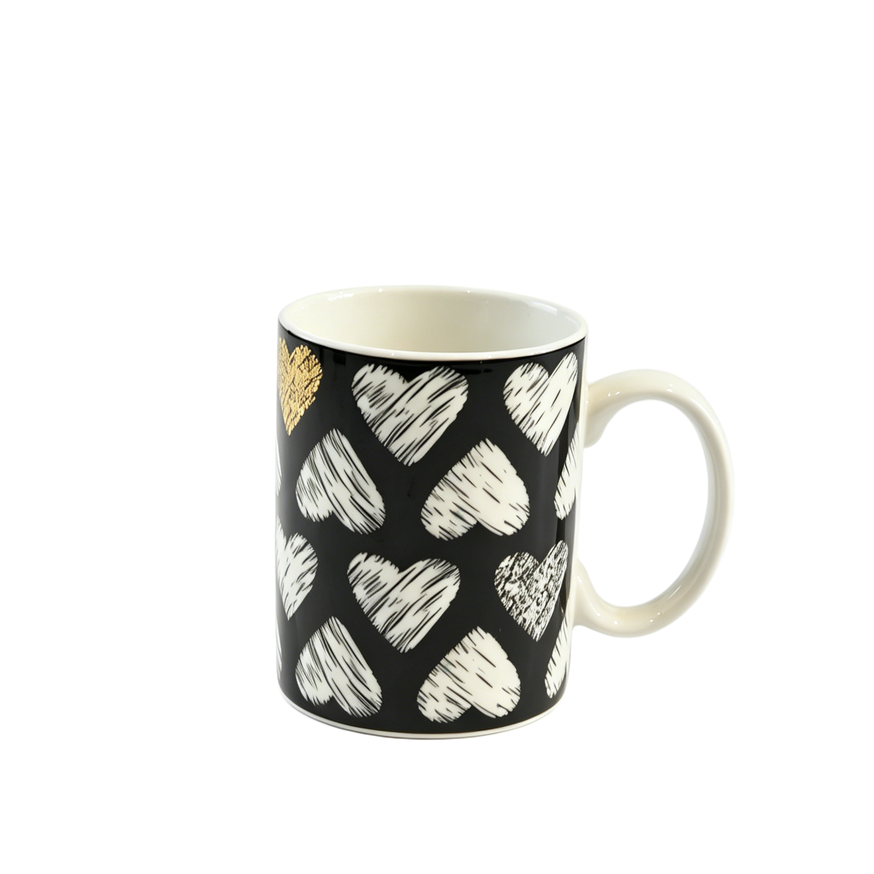 Minimalistische, handbemalte Schwarz-Weiß-Keramiktasse