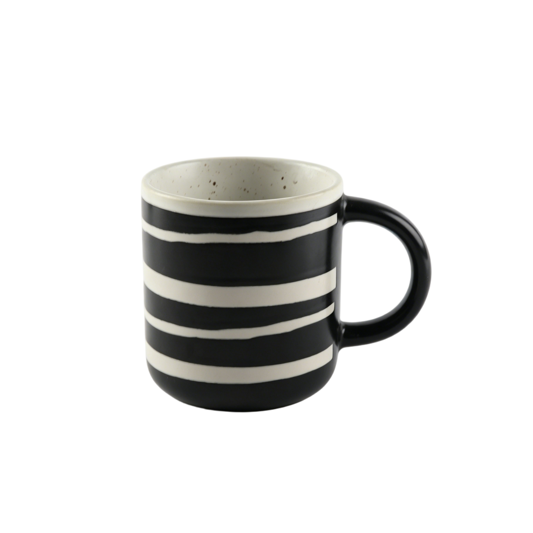 Minimalistische, handbemalte Schwarz-Weiß-Keramiktasse
