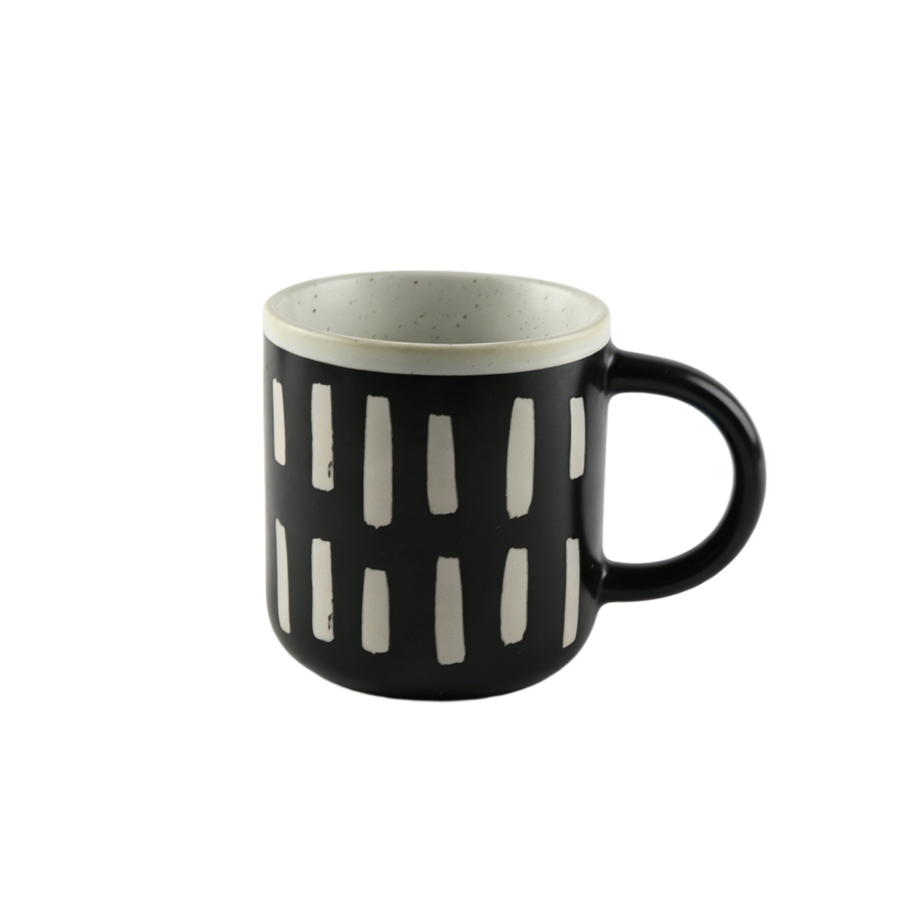 Minimalistische, handbemalte Schwarz-Weiß-Keramiktasse