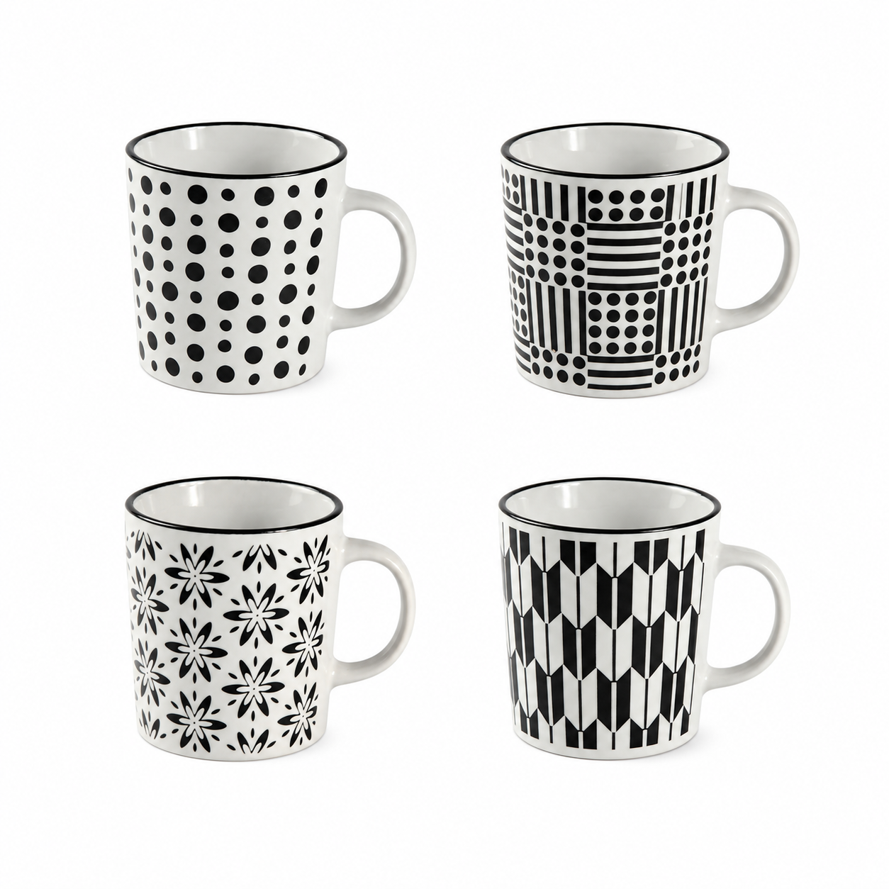 Chic Black White Mug Set
