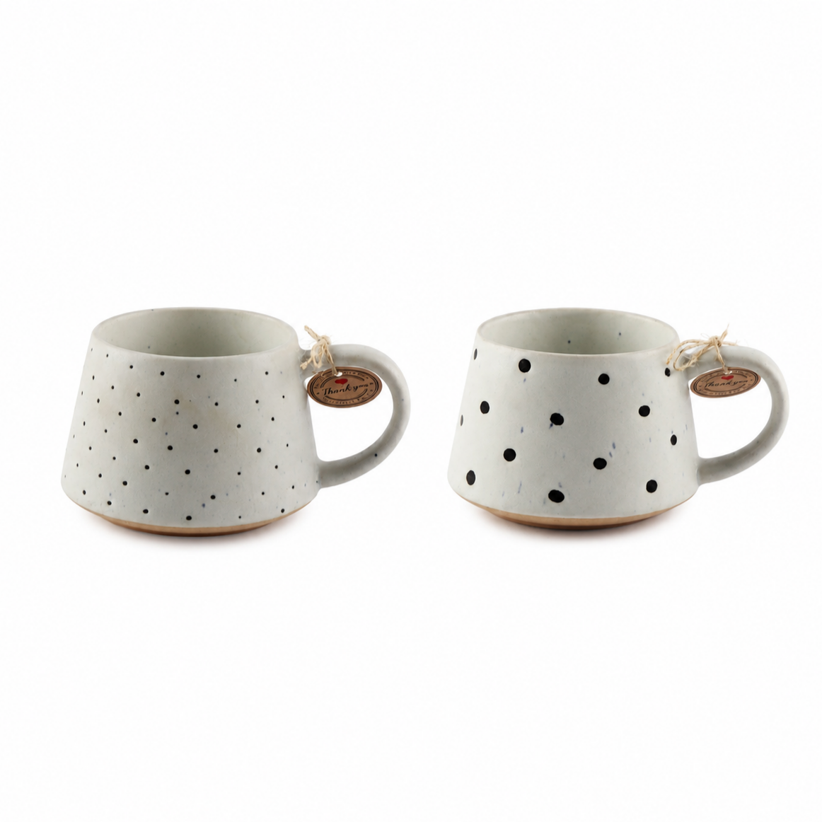 Minimalist Handmade Ceramic Polka Dot Mug – Speckled Stoneware Coffee Cup