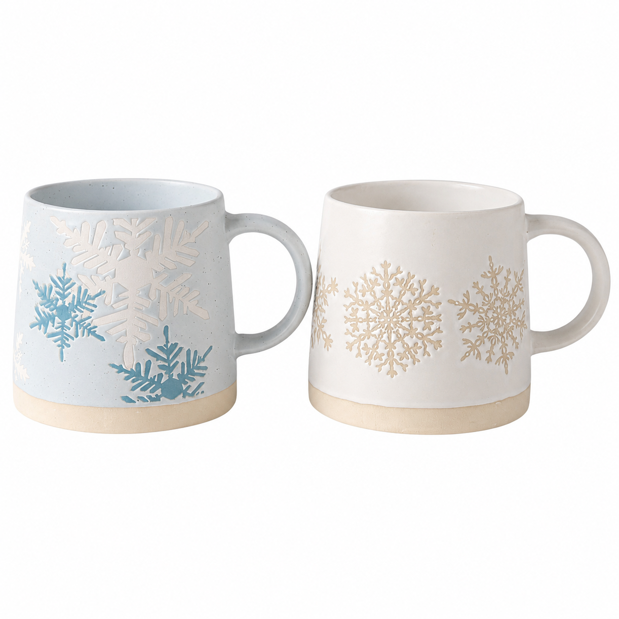 Embossed Snowflake Ceramic Mug | Winter Coffee Cup