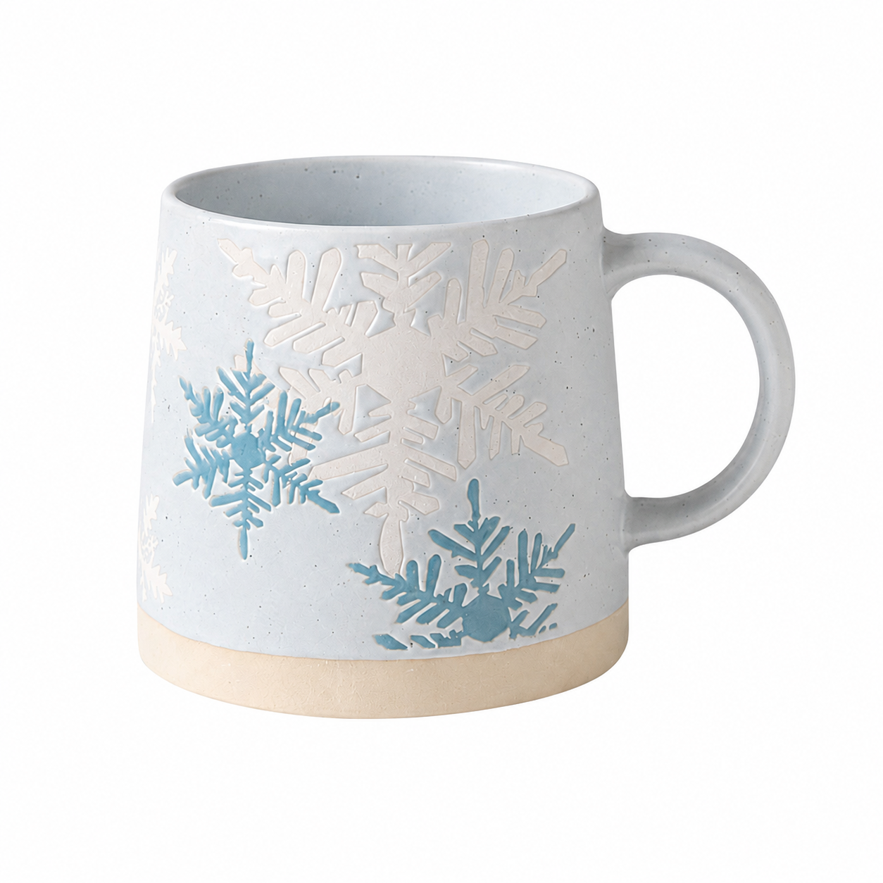 Embossed Snowflake Ceramic Mug | Winter Coffee Cup