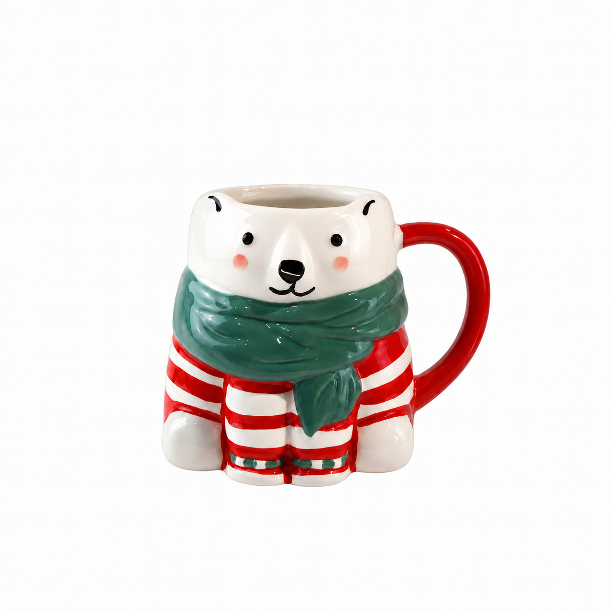 Niedliche 3D-Eisbär-Keramiktasse – festlicher Weihnachts-Kaffeebecher als Feiertagsgeschenk