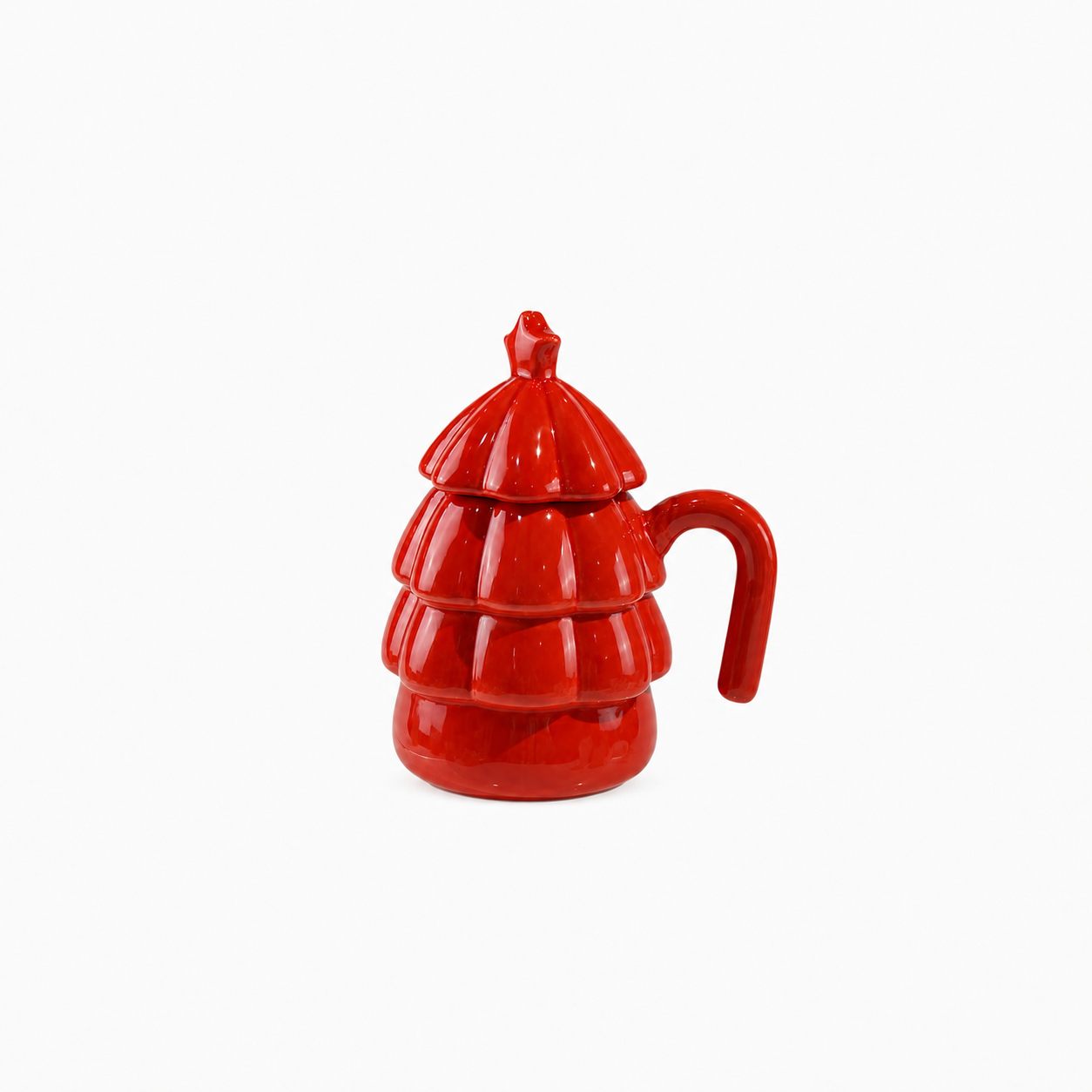 Mug en céramique sapin de Noël rouge avec couvercle, tasse de fêtes, cadeau