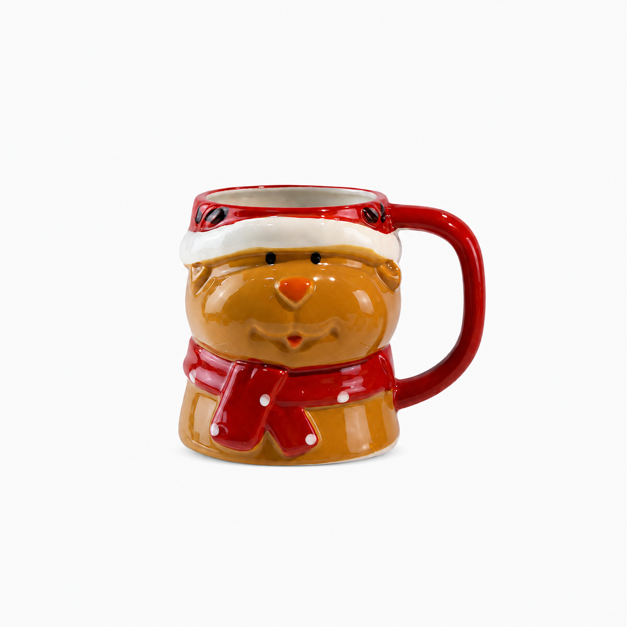 Adorable Taza de Cerámica de Reno Navideño en 3D, Taza de Café Festiva, Regalo de Temporada