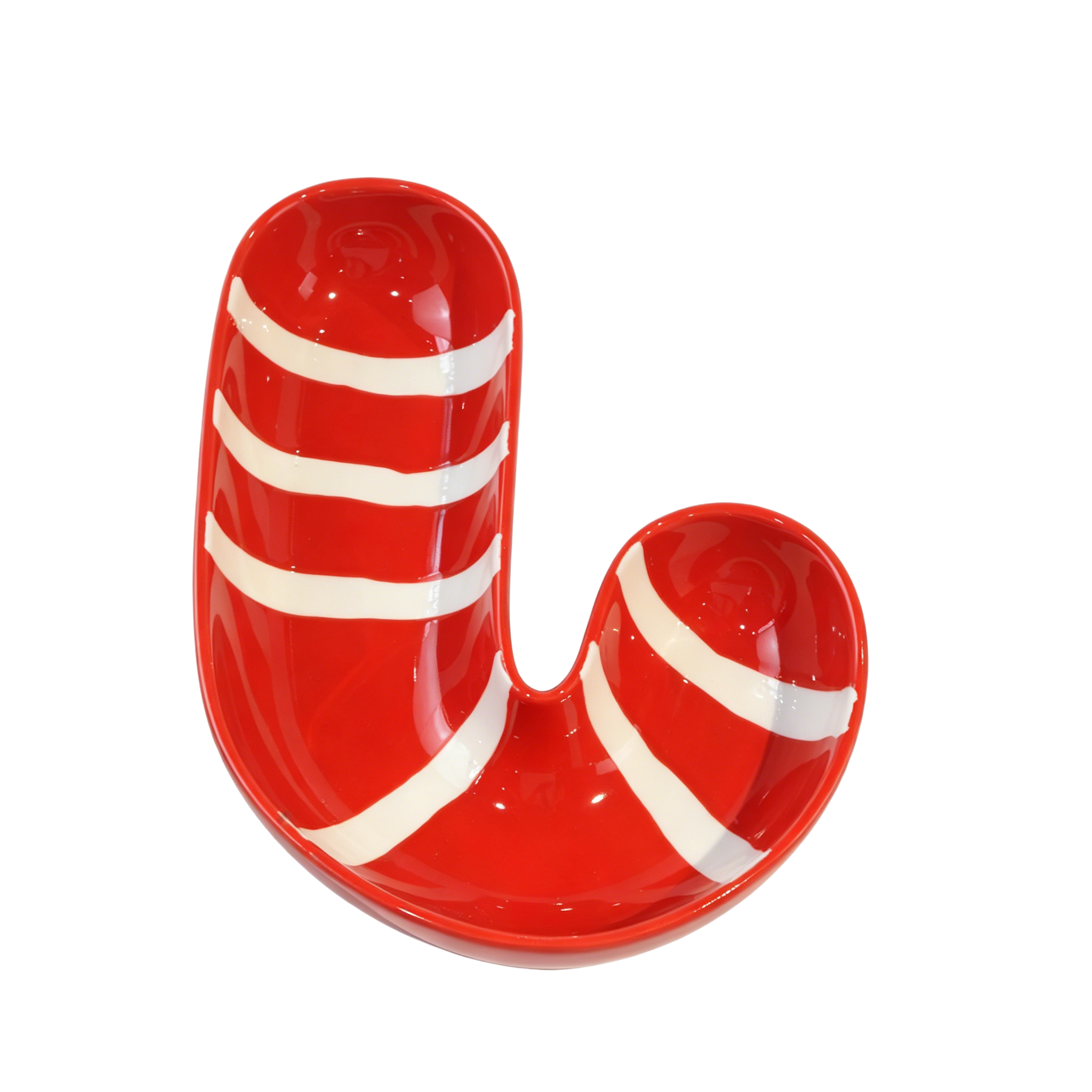 Tazón de Cerámica en Forma de Bastón de Caramelo para Aperitivos y Decoración Navideña