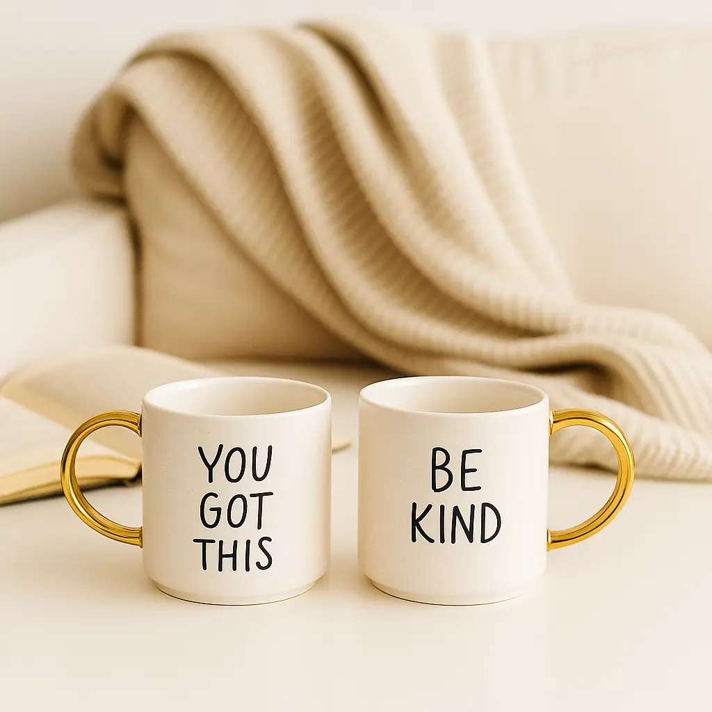 Custom letter mugs with golden handle
