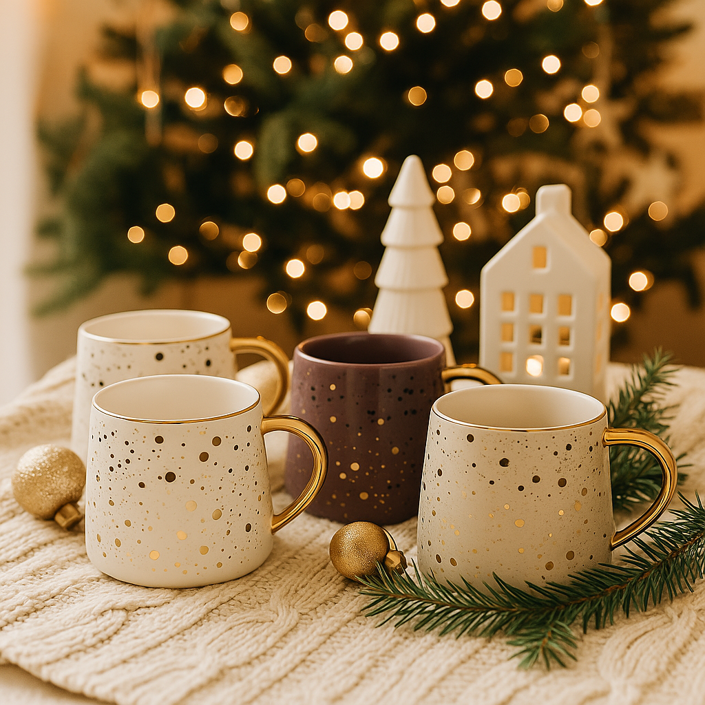 Gold foil ceramic mug