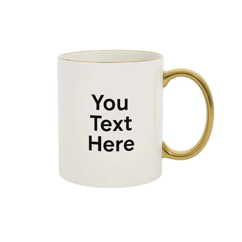 Individuelle Text-Tasse mit goldenem Henkel