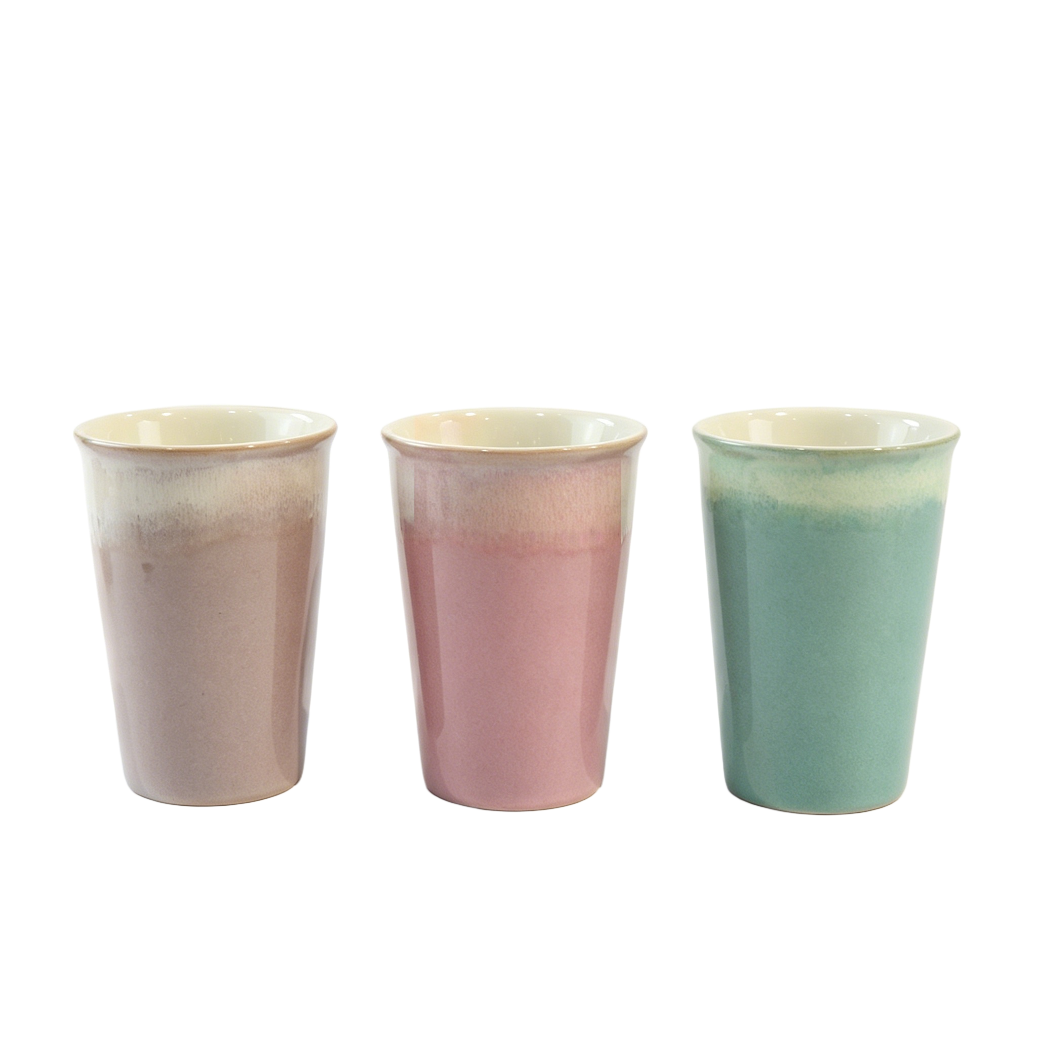 Set de Vasos de Cerámica Pastel Minimalistas, Tazas de Café y Té con Esmalte Goteado