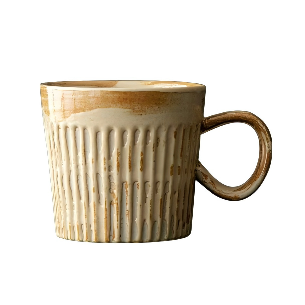 Mug en céramique texturée à rayures nordiques, personnalisable