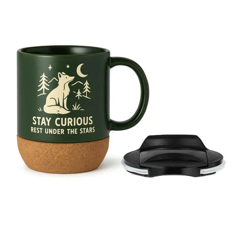 12 oz Ceramic Stoneware Cork Bottom Travel Mug