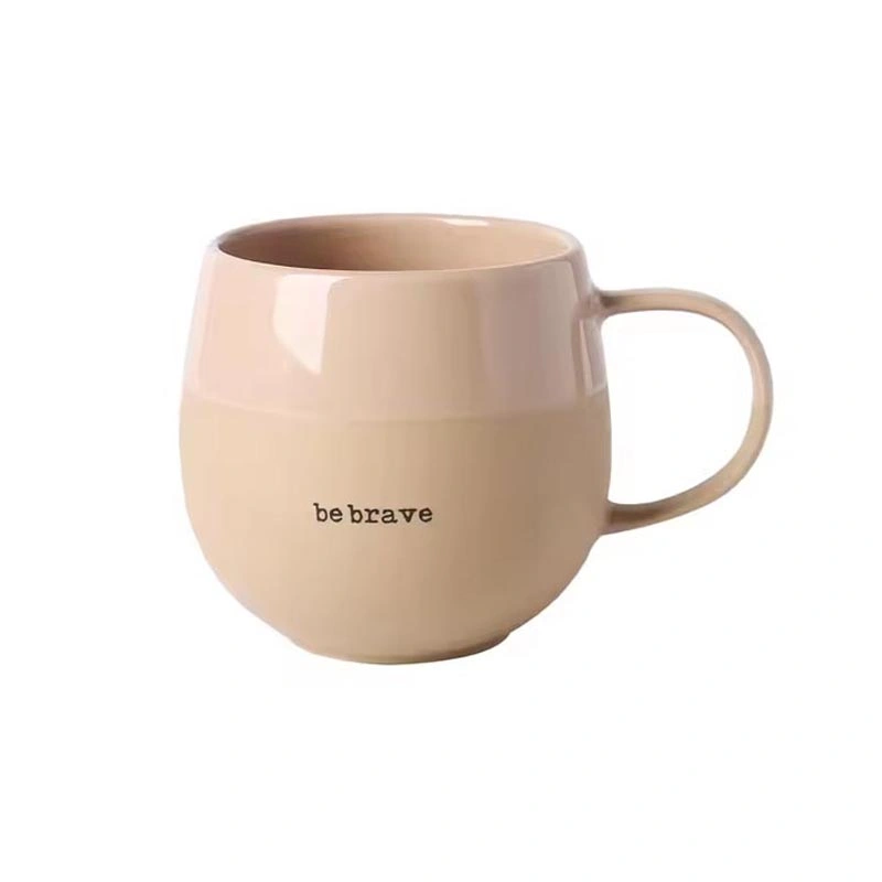 “Be Brave” Text Round Shape Ceramic Gift Mug