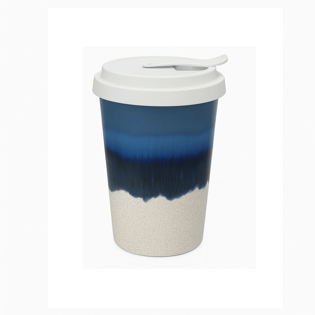 Taza de Viaje de Cerámica con Esmalte Reactivo y Tapa, Taza de Gres para Llevar