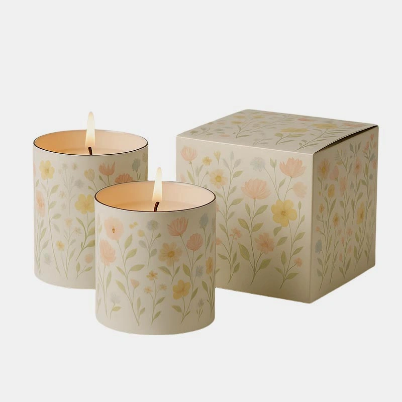 Blumen-Keramik-Kerzenglas mit Geschenkbox
