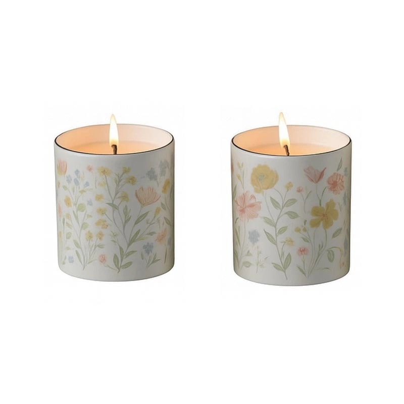 Floral Ceramic Candle Jar with Gift Box