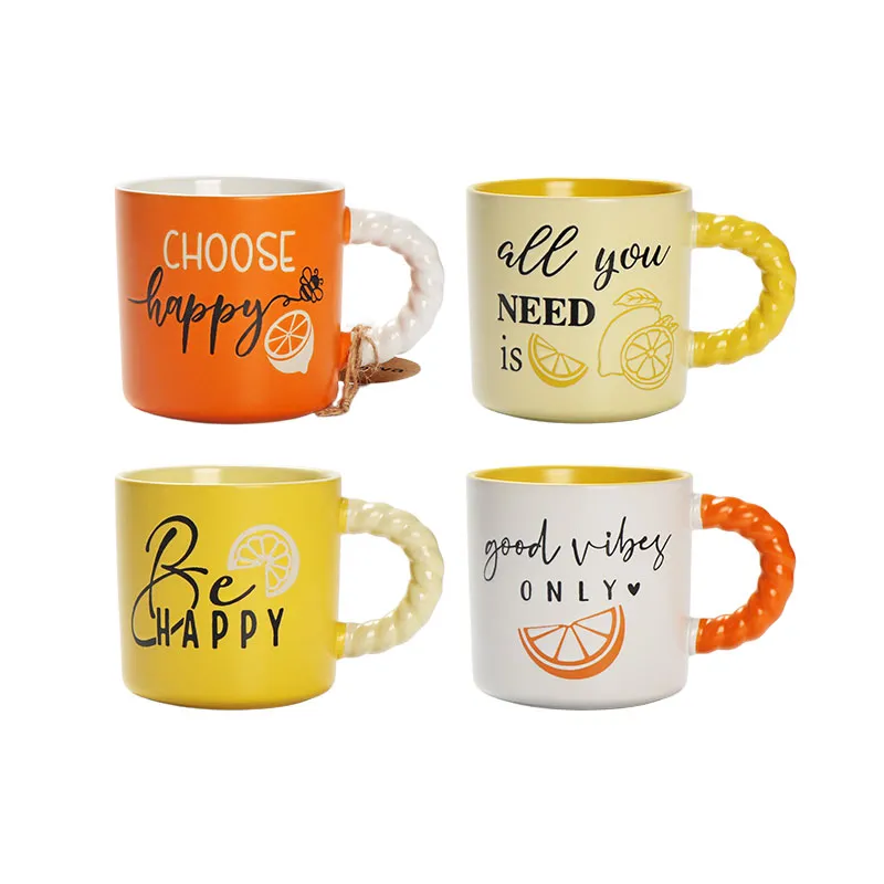 Color Pop Ceramic Mug Set with Rope Handles