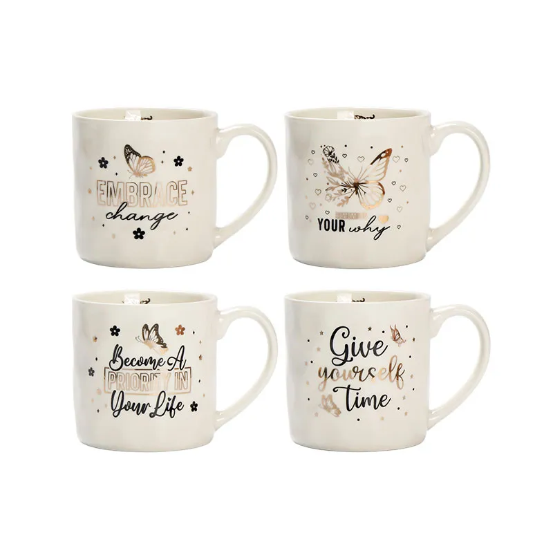 Taza de Cerámica Dorada 'Colección Emocional' con Frases
