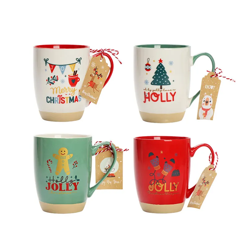 16oz klassisches Weihnachtsfiguren-Keramik-Tassenset