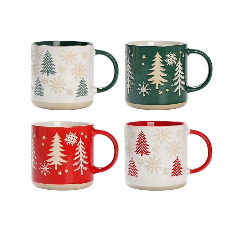Set de Tazas Minimalistas de Árbol Navideño