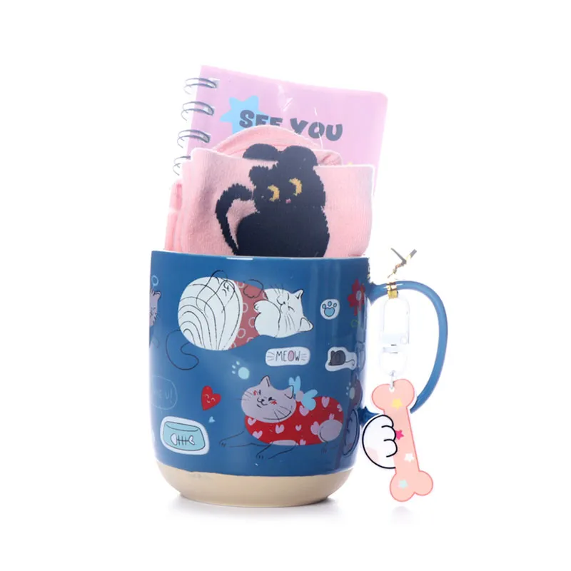 Bunte Katzen-Illustration-Tasse – Einzelhandels-Geschenkverpackung