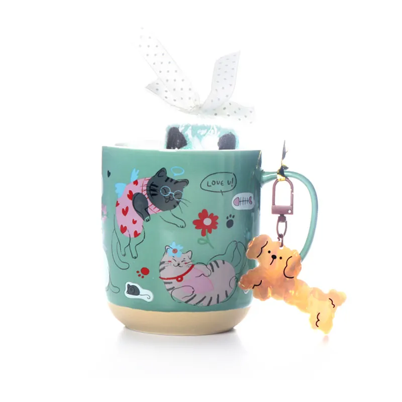 Bunte Katzen-Illustration-Tasse – Einzelhandels-Geschenkverpackung