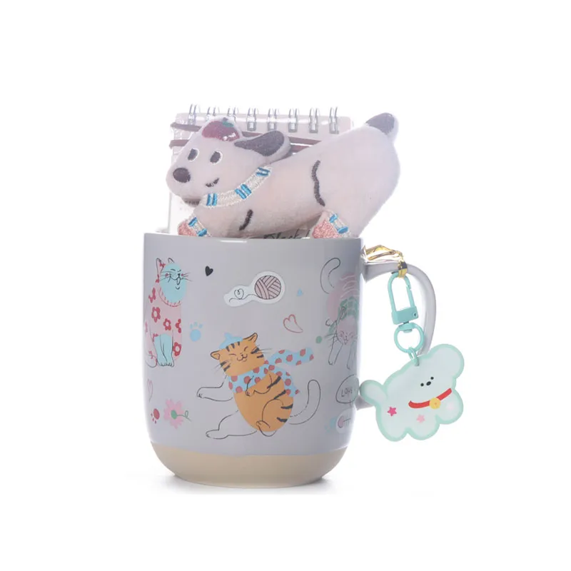 Bunte Katzen-Illustration-Tasse – Einzelhandels-Geschenkverpackung
