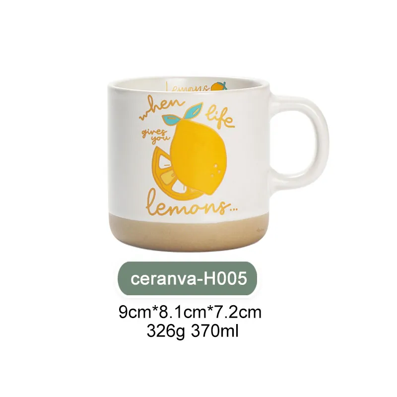 Set de Tazas de Cerámica con Temática de Limón de 12 oz