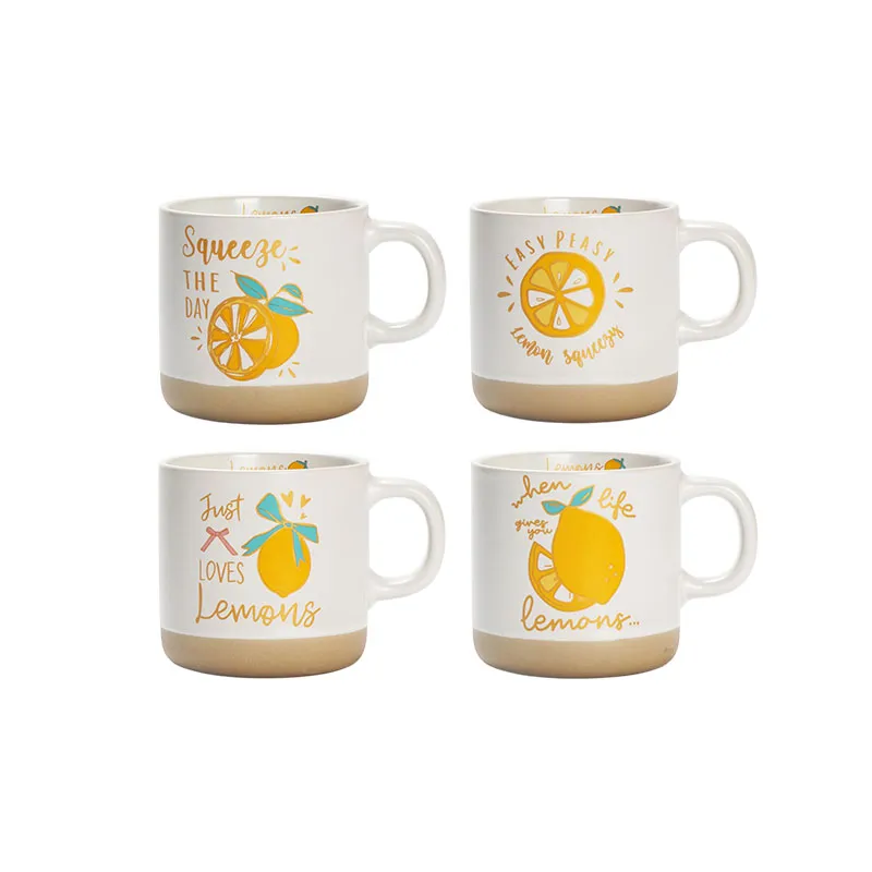 Set de Tazas de Cerámica con Temática de Limón de 12 oz