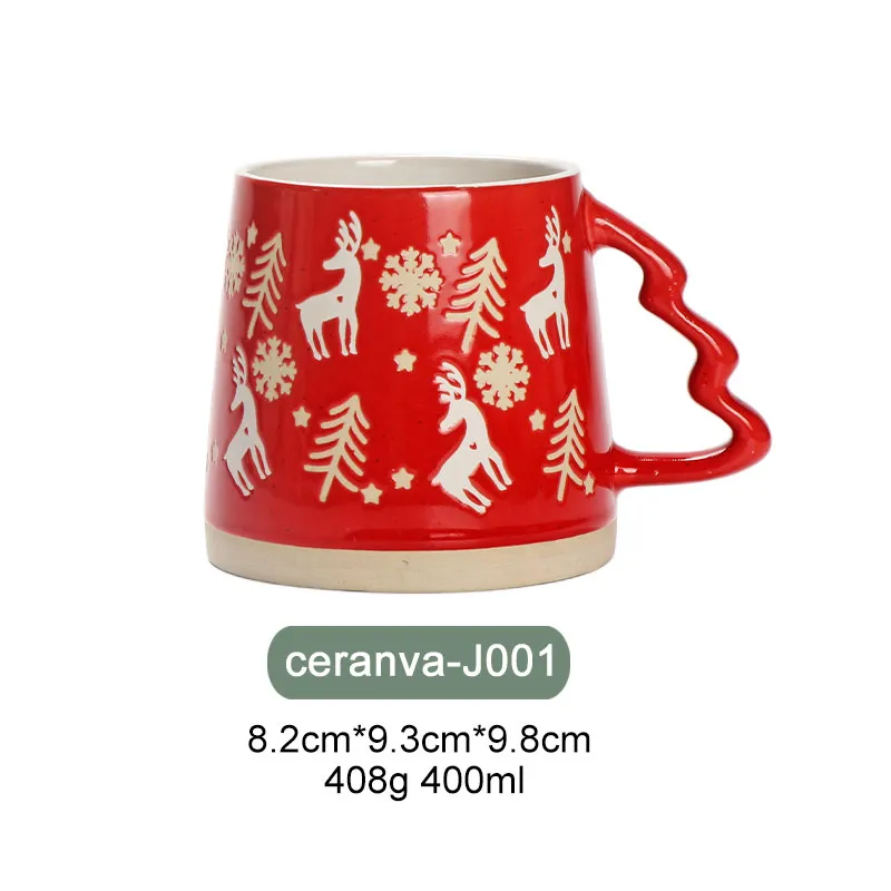 Weihnachts-Rentier-Wald-Keramiktassen-Set