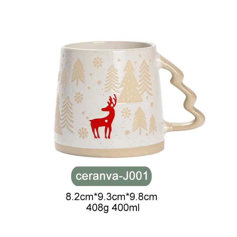 Weihnachts-Rentier-Wald-Keramiktassen-Set