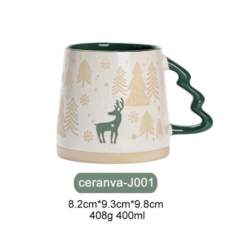 Weihnachts-Rentier-Wald-Keramiktassen-Set
