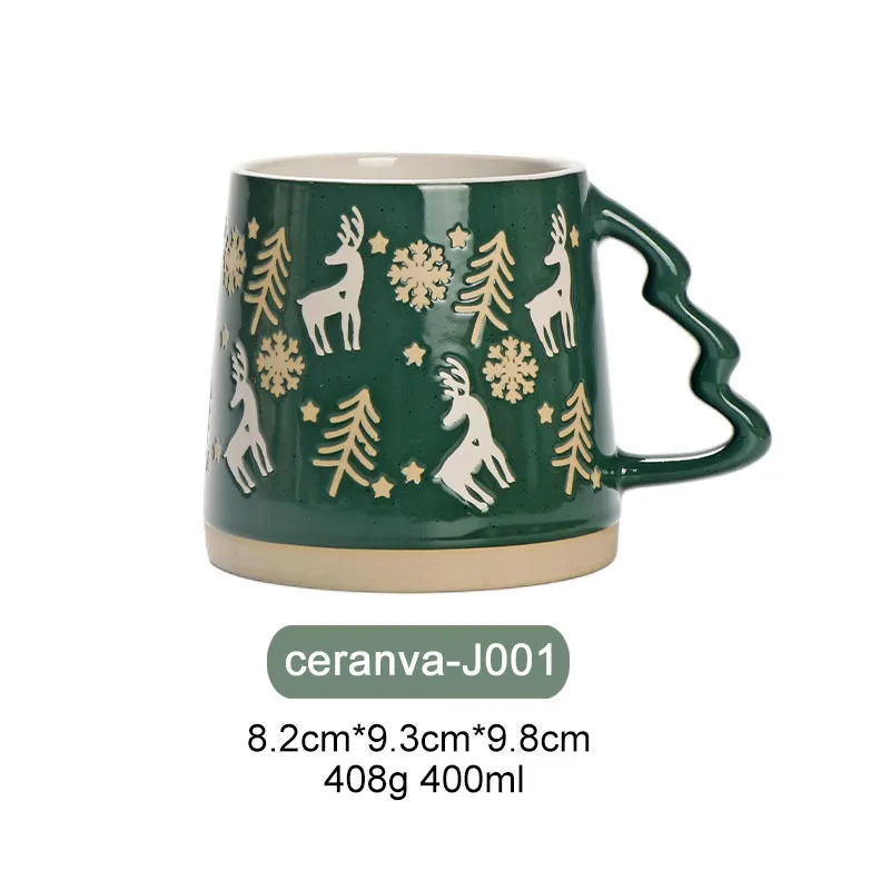 Weihnachts-Rentier-Wald-Keramiktassen-Set
