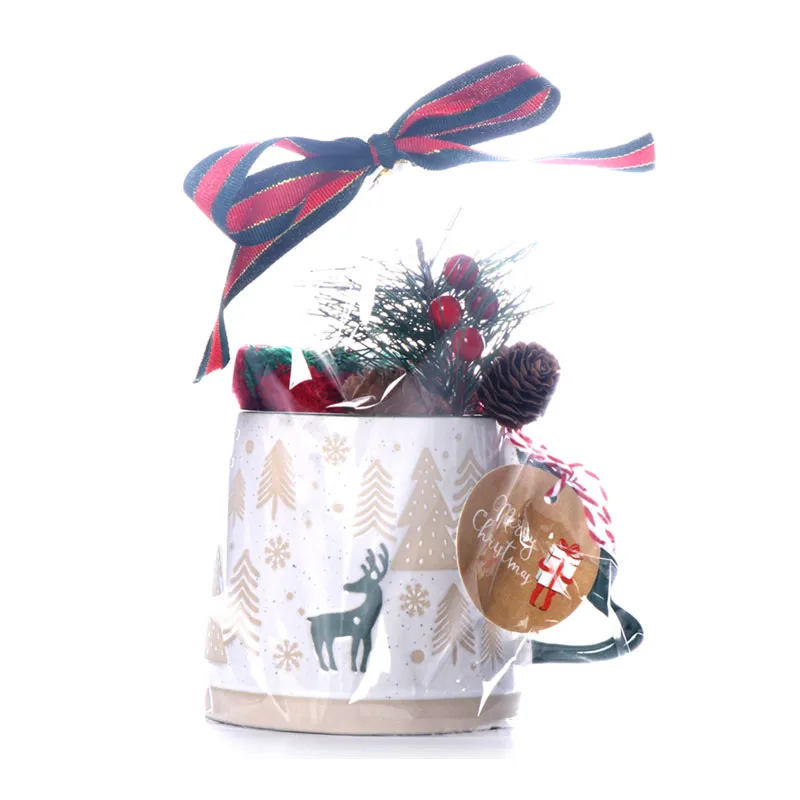Weihnachts-Rentier-Wald-Keramiktassen-Set