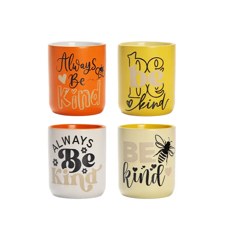 Bee Kind Tassenset – positive Sprüche mit Bienenmotiven