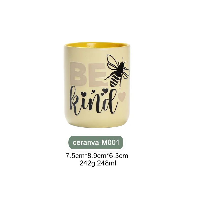 Bee Kind Tassenset – positive Sprüche mit Bienenmotiven