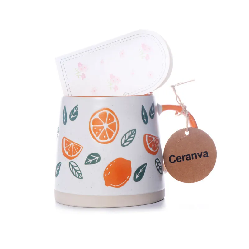 Taza de Cerámica Retro Vintage con Diseño Cítrico