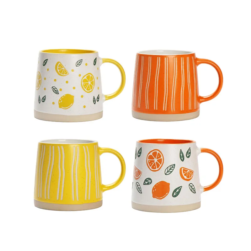 Vintage Retro Ceramic Mug with Citrus Design